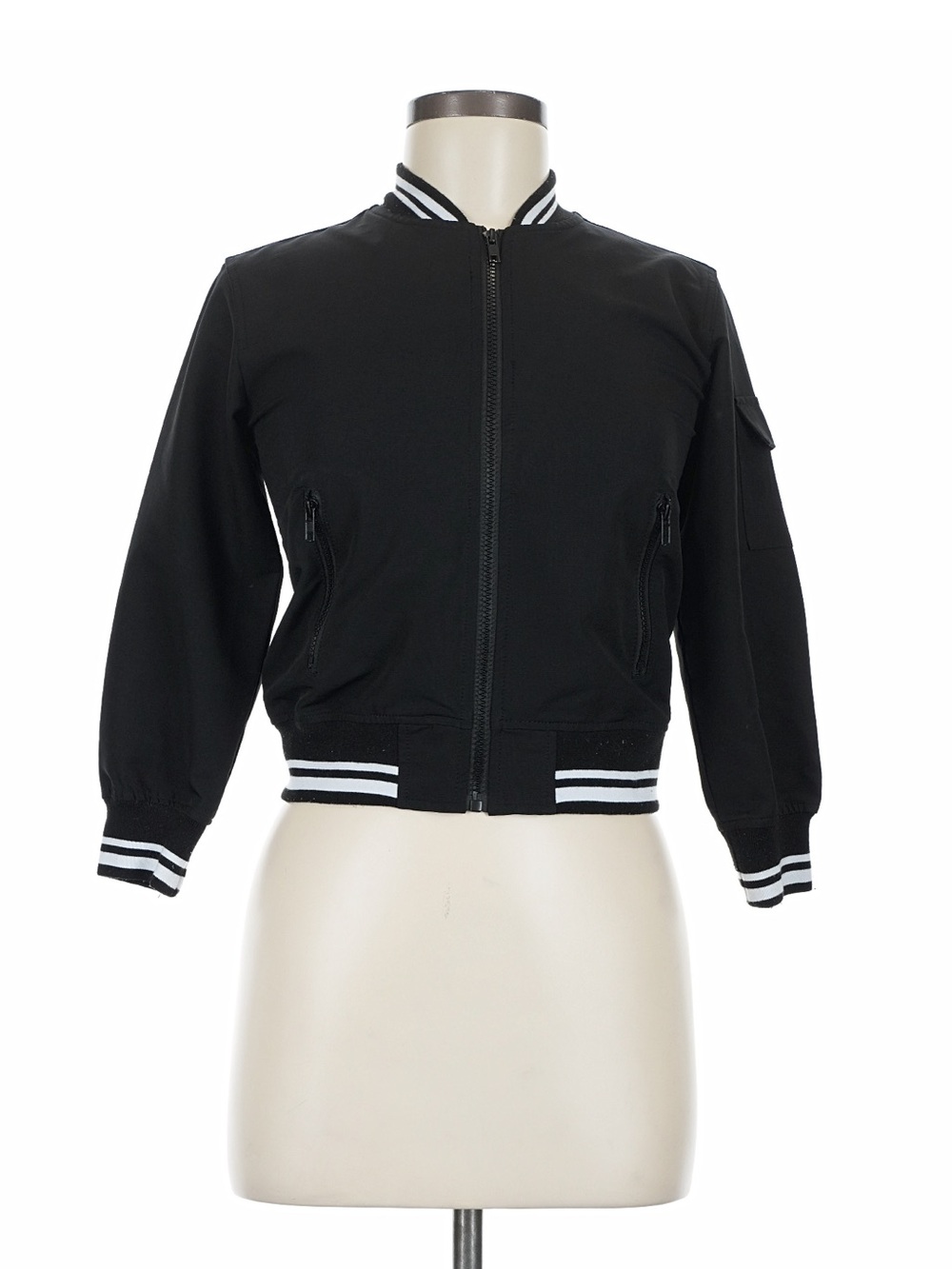 Sovereign Code Black Bomber Jacket with White Stripe Trim